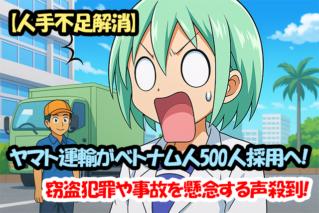 【人手不足解消】ヤマト運輸がベトナム人500人採用へ！窃盗犯罪や事故を懸念する声殺到！