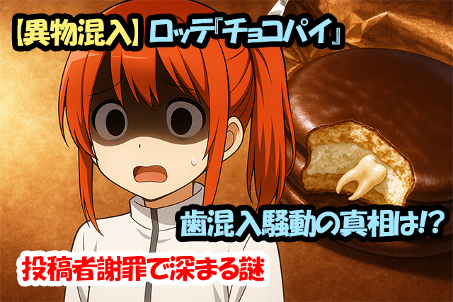 【異物混入】ロッテ『チョコパイ』歯混入騒動の真相は！？投稿者謝罪で深まる謎